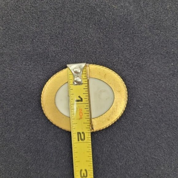 VTG Limoges Hand Painted Porcelain Romantic Scene Pin France Paris Gold - Picture 10 of 10